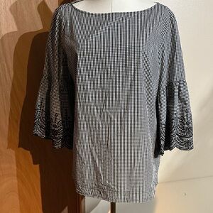 Lauren Ralph Lauren Gingham Blouse in Black and White